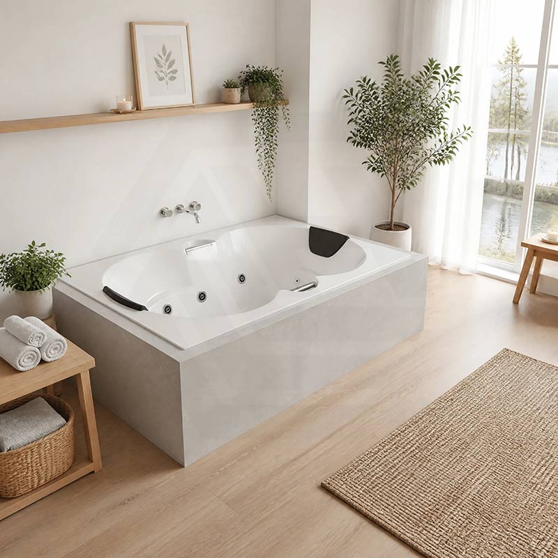 Broadway Andorra Acrylic Rectangular Drop-in Spa Bathtub 1790x1100x530mm - Gloss White