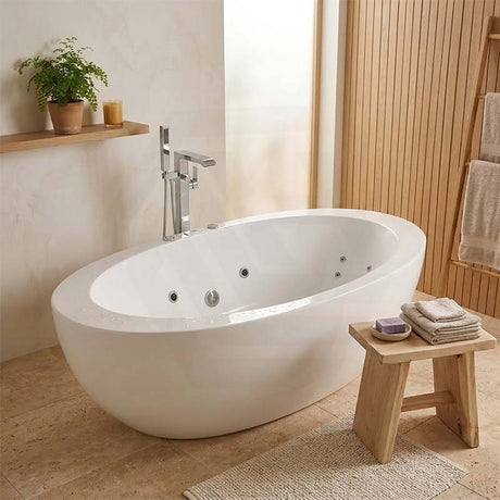 Broadway Aplauso Oval Acrylic Freestanding Spa Bathtub 1930x1100x660mm - Gloss White