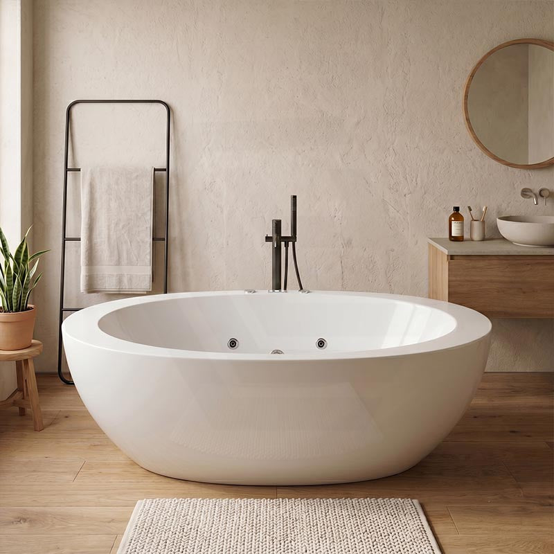 Broadway Aplauso Oval Acrylic Freestanding Spa Bathtub 1930x1100x660mm - Gloss White