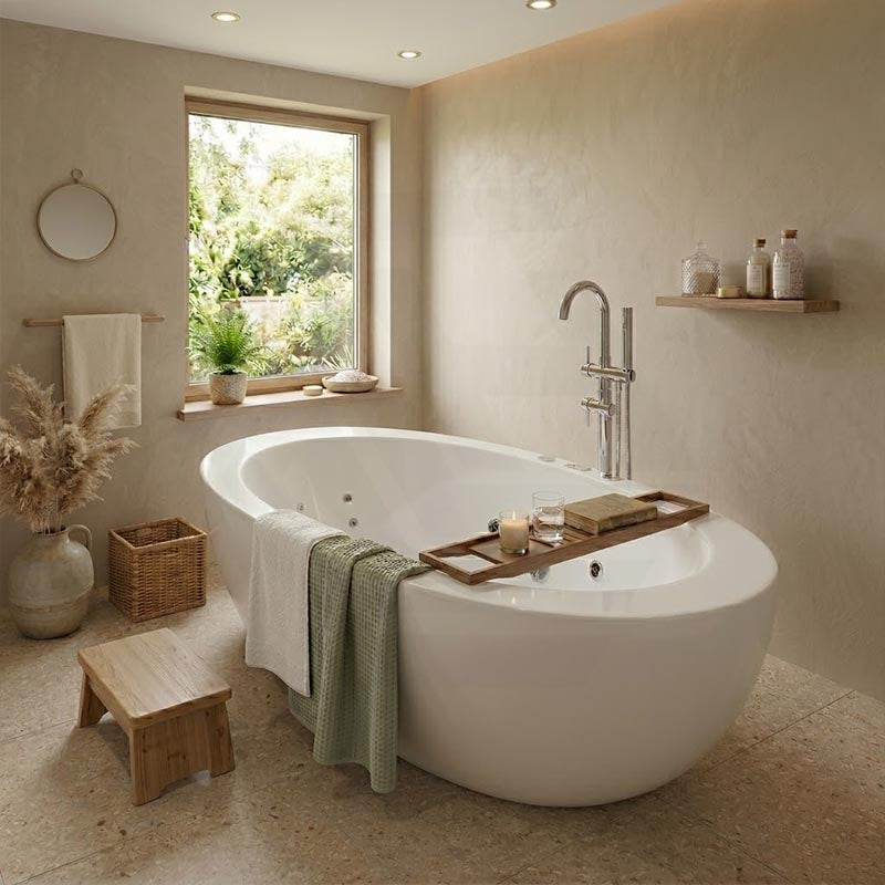 Broadway Aplauso Oval Acrylic Freestanding Spa Bathtub 1930x1100x660mm - Gloss White