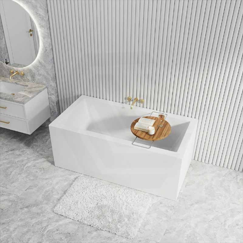 Broadway Ataud Rectangle Acrylic Freestanding Bathtub NO Overflow 1500/1700x800x600mm - Gloss White