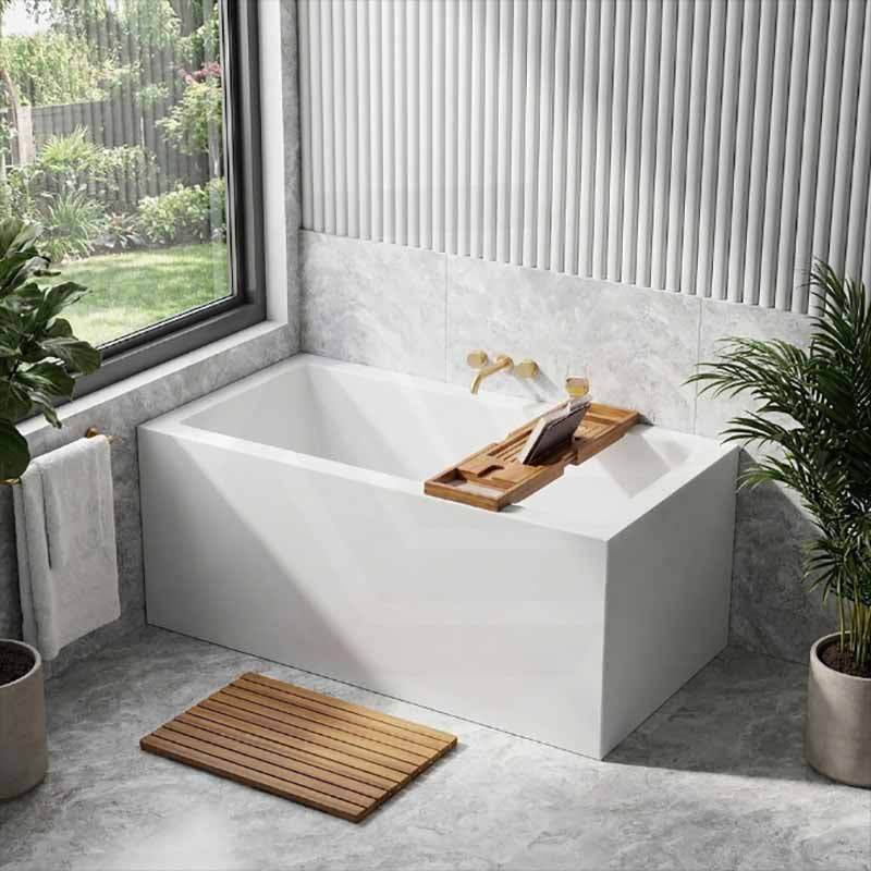 Broadway Ataud Rectangle Acrylic Freestanding Bathtub NO Overflow 1500/1700x800x600mm - Gloss White