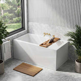 Broadway Ataud Rectangle Acrylic Freestanding Bathtub NO Overflow 1500/1700x800x600mm - Gloss White