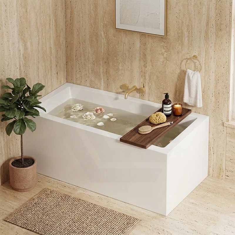 Broadway Ataud Rectangle Acrylic Freestanding Bathtub NO Overflow 1500/1700x800x600mm - Gloss White