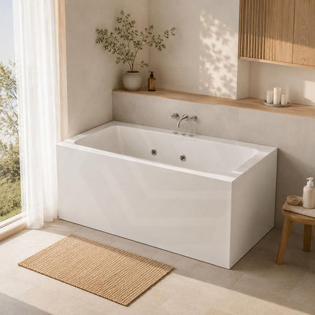 Broadway Ataud Rectangle Acrylic Freestanding Spa Bathtub 1500/1700x800x600mm - Gloss White