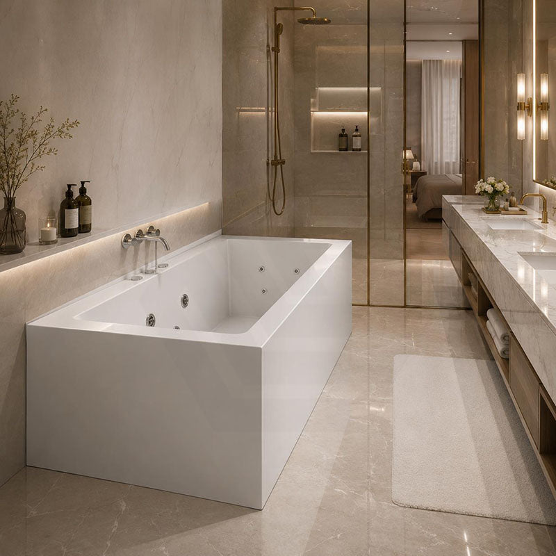 Broadway Ataud Rectangle Acrylic Freestanding Spa Bathtub 1500/1700x800x600mm - Gloss White