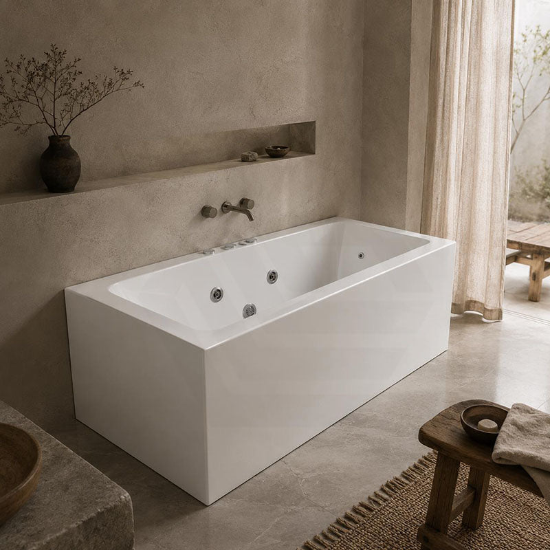 Broadway Ataud Rectangle Acrylic Freestanding Spa Bathtub 1500/1700x800x600mm - Gloss White