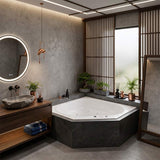 Broadway Barda Spa Bathtub Corner Drop-in Tub with Jets 1480x1480x550mm  - Gloss White