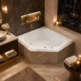 Broadway Barda Spa Bathtub Corner Drop-in Tub with Jets 1480x1480x550mm  - Gloss White