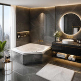 Broadway Barda Spa Bathtub Corner Drop-in Tub with Jets 1480x1480x550mm  - Gloss White