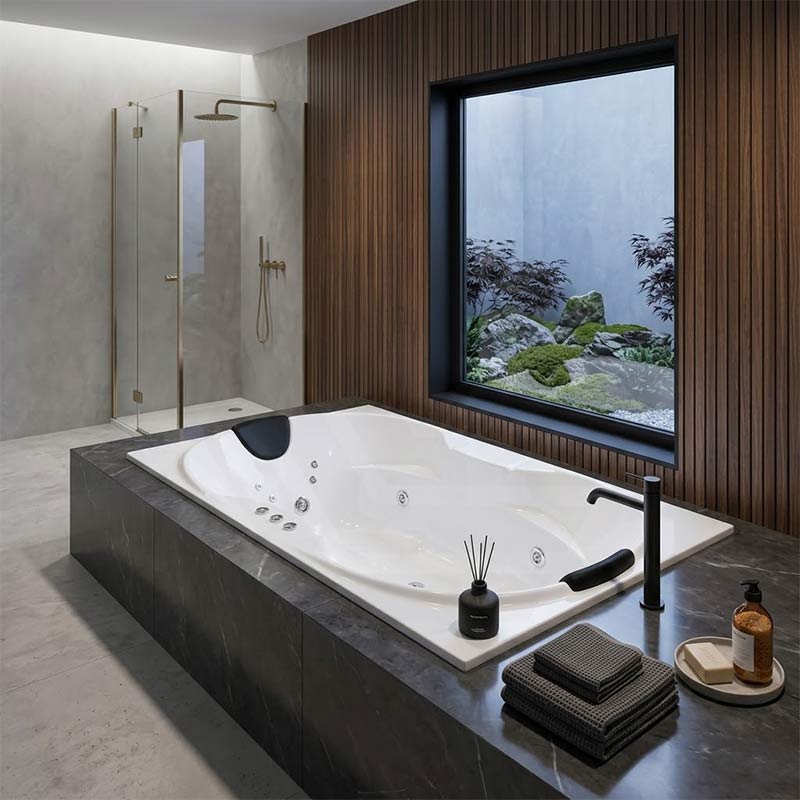 Broadway Bargelo Petite Spa Bath Rectangula Drop-in Tub  1760x890x510mm  - Gloss White