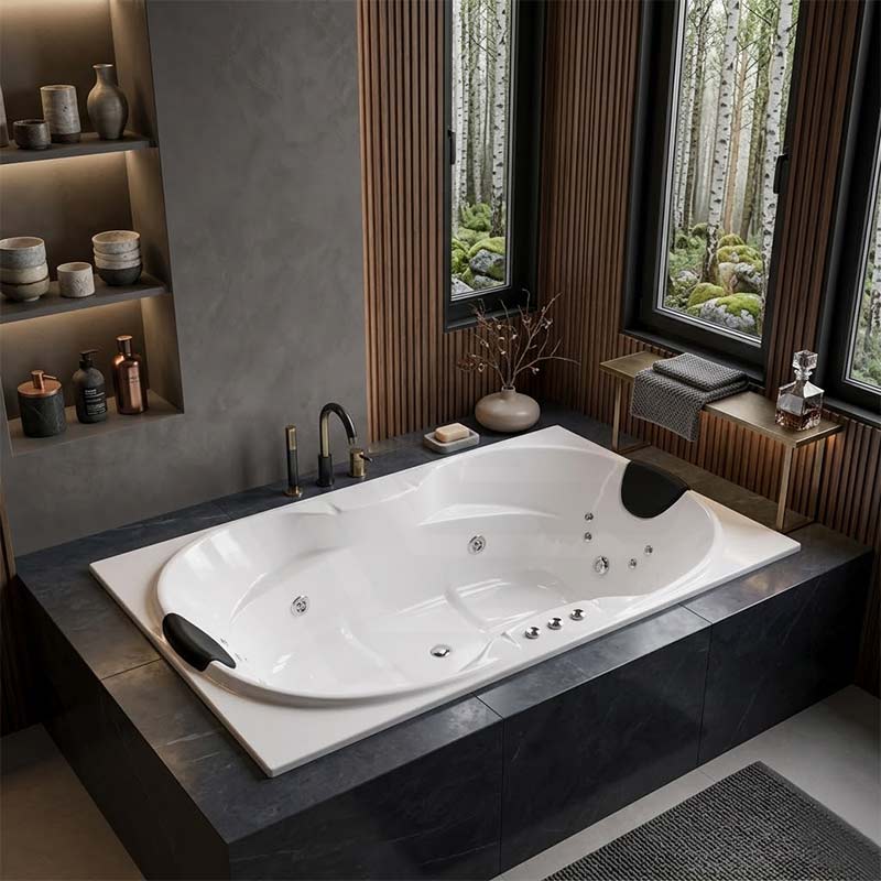Broadway Bargelo Petite Spa Bath Rectangula Drop-in Tub  1760x890x510mm  - Gloss White
