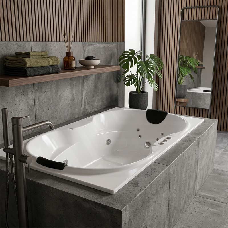 Broadway Bargelo Petite Spa Bath Rectangula Drop-in Tub  1760x890x510mm  - Gloss White