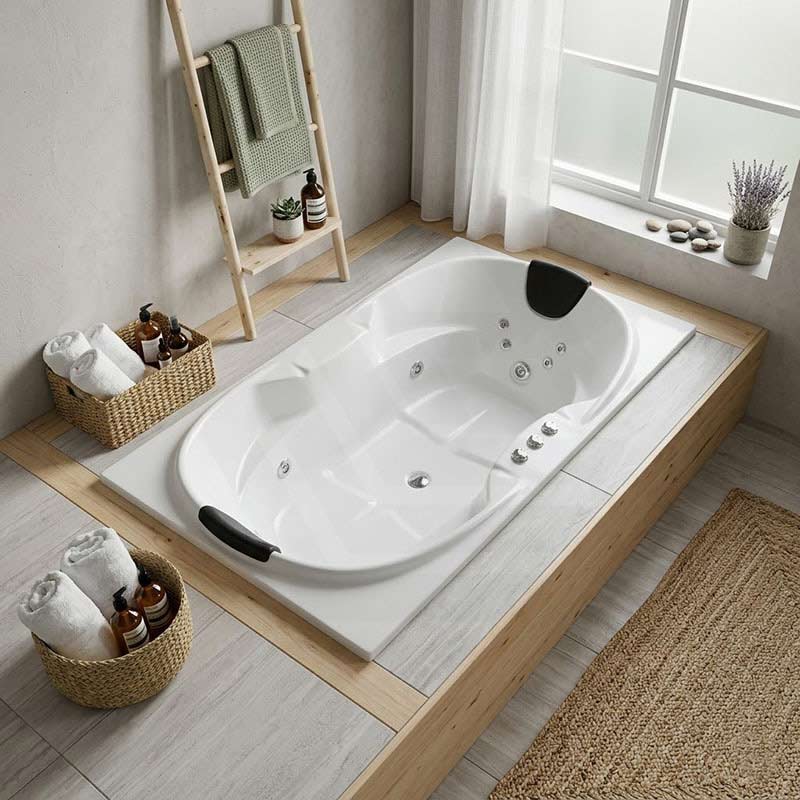 Broadway Bargelo Petite Spa Bath Rectangula Drop-in Tub  1760x890x510mm  - Gloss White