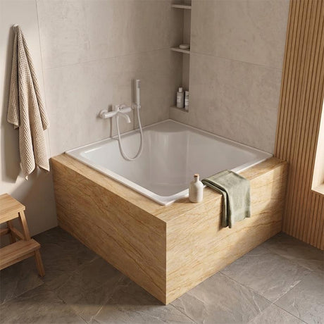 Broadway Bebe Bath Square Acrylic Drop In Bathtub 905x905x330mm - Gloss White