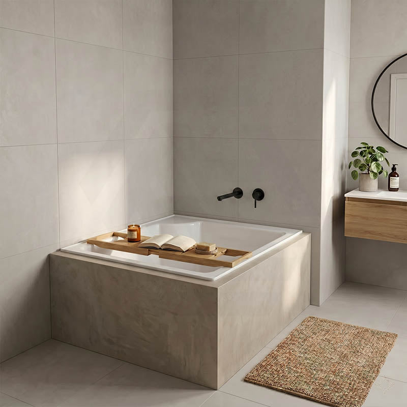 Broadway Bebe Bath Square Acrylic Drop In Bathtub 905x905x330mm - Gloss White