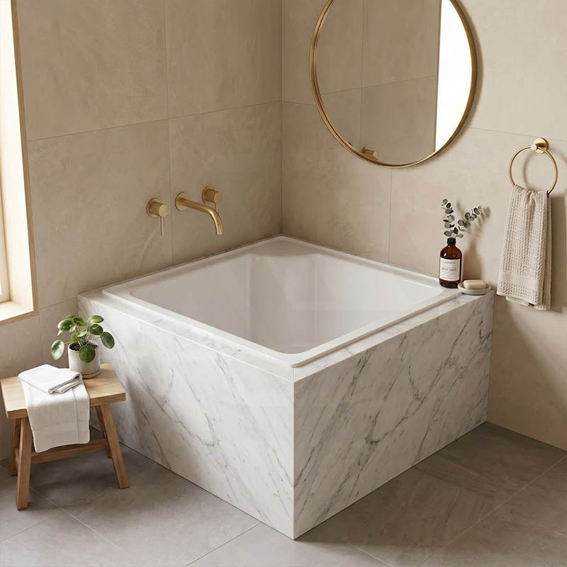 Broadway Bebe Bath Square Acrylic Drop In Bathtub 905x905x330mm - Gloss White