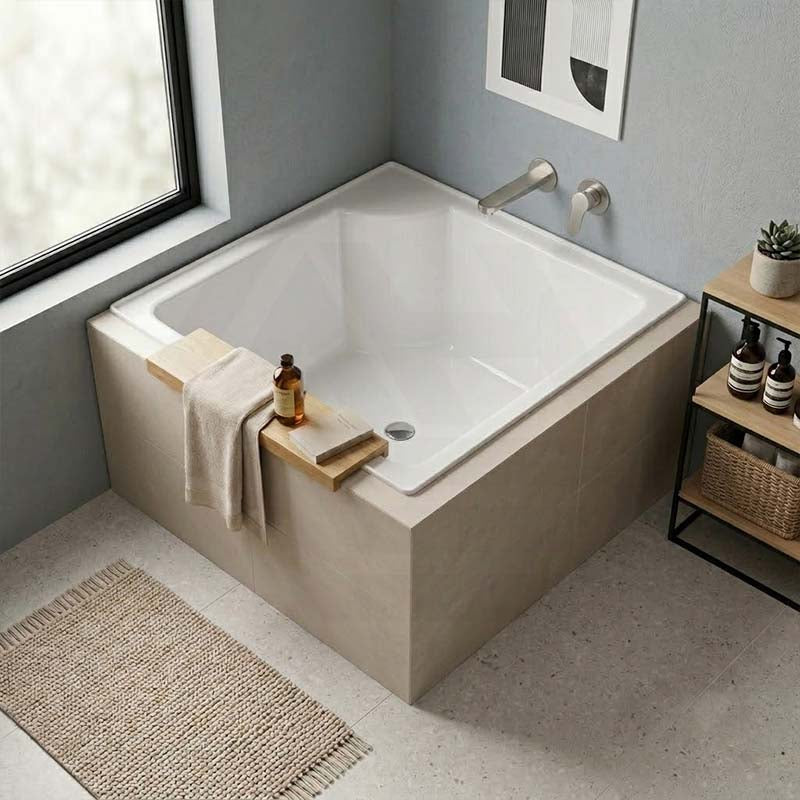 Broadway Bebe Bath Square Acrylic Drop In Bathtub 905x905x330mm - Gloss White