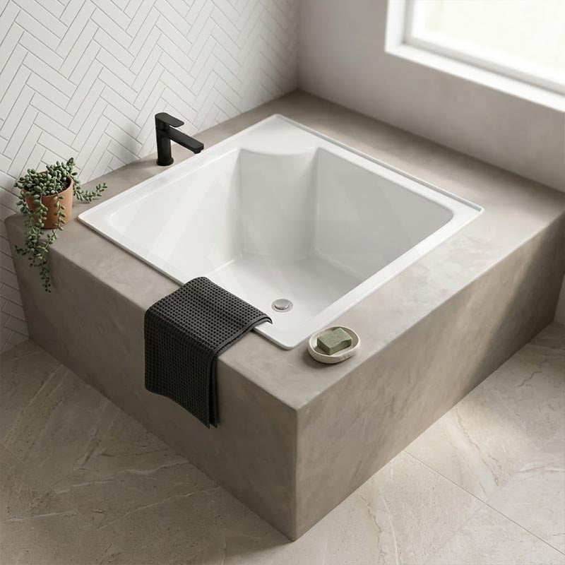 Broadway Bebe Bath Square Acrylic Drop In Bathtub 905x905x330mm - Gloss White