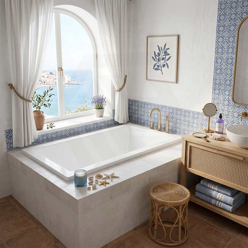 Broadway Catolina Bath Rectangle Acrylic Drop In Bathtub 1550/1680/1800mm - Gloss White
