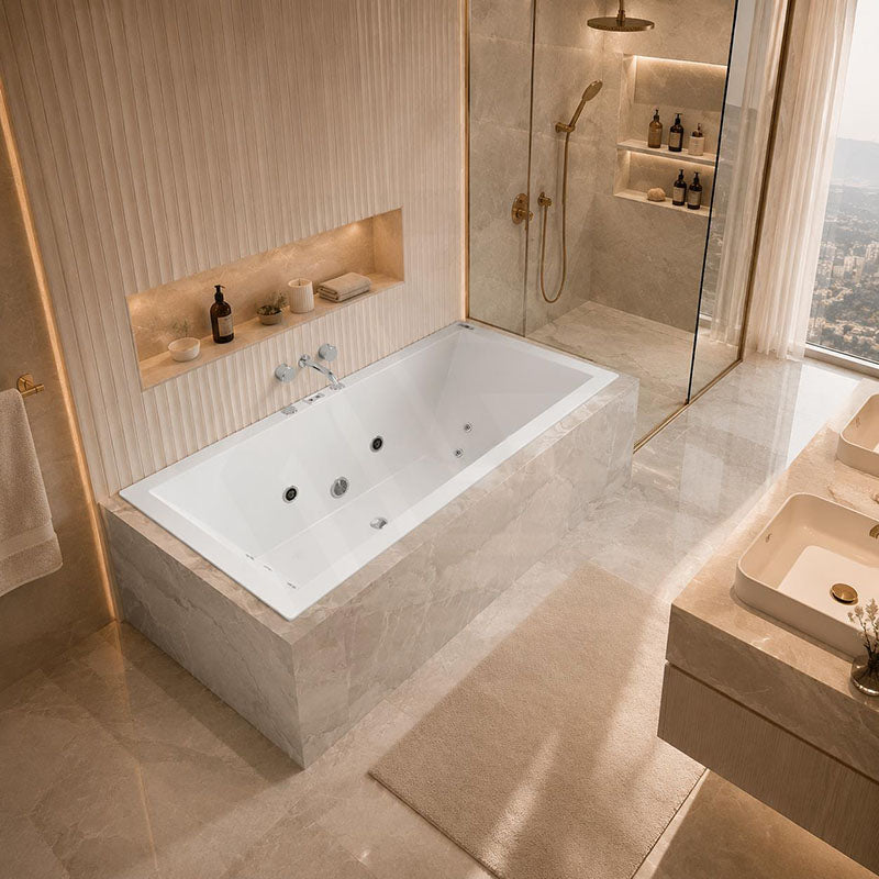 Broadway Catolina Spa Bath Rectangula Drop-in Tub 1550/1680/1800x840x480/500mm - Gloss White