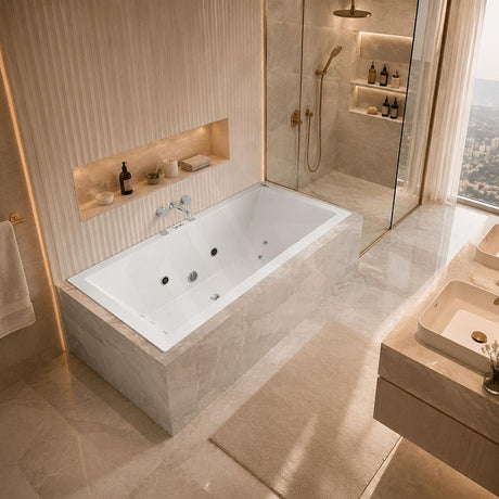 Broadway Catolina Spa Bath Rectangula Drop-in Tub 1550/1680/1800x840x480/500mm - Gloss White