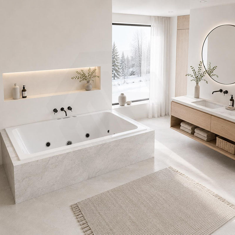 Broadway Catolina Spa Bath Rectangula Drop-in Tub 1550/1680/1800x840x480/500mm - Gloss White