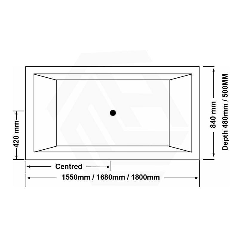 Broadway Catolina Bath 1550/1680/1800mm Rectangle Acrylic Drop In Bathtub Gloss White