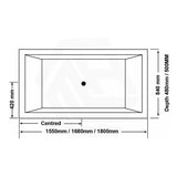 Broadway Catolina Bath 1550/1680/1800mm Rectangle Acrylic Drop In Bathtub Gloss White