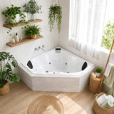 Broadway Cordoba Acrylic Corner Drop-in Spa Bathtub with Jets 1530x1530x600mm - Gloss White