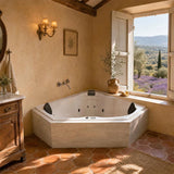 Broadway Cordoba Acrylic Corner Drop-in Spa Bathtub with Jets 1530x1530x600mm - Gloss White