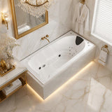 Broadway Elise Acrylic Rectangular Drop-in Spa Bath 1800x850x515mm - Gloss White