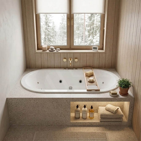 Broadway Estella Spa Bath Oval Drop-in Tub 1775x800x470mm - Gloss White