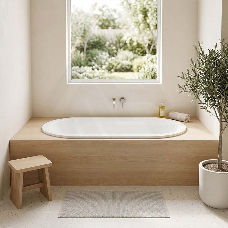 Broadway Florentine Oval Acrylic Drop In Bathtub 1485x805x470/1640x795x470mm - Gloss White