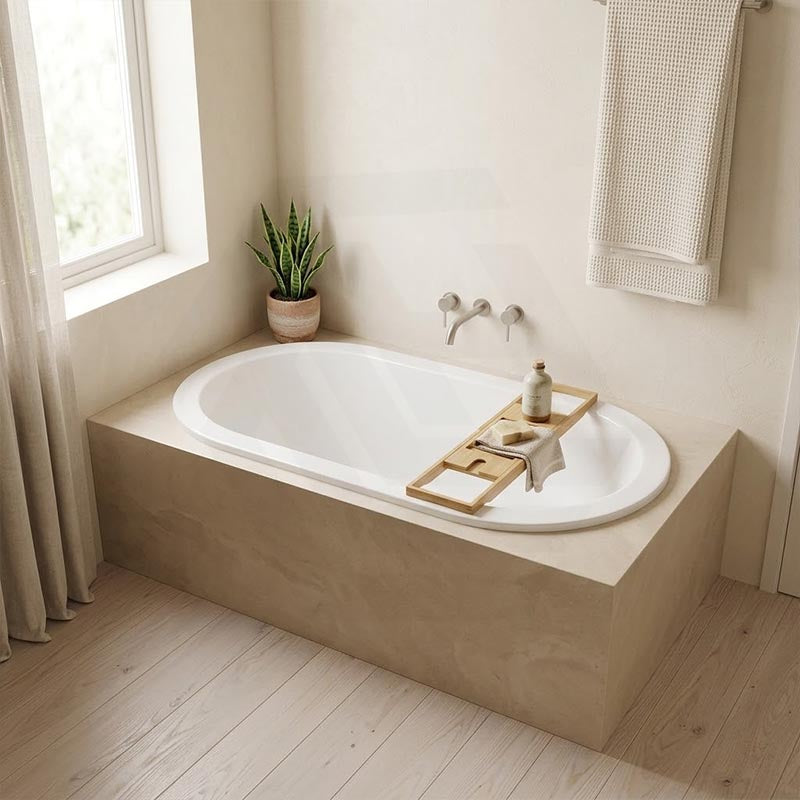 Broadway Florentine Oval Acrylic Drop In Bathtub 1485x805x470/1640x795x470mm - Gloss White