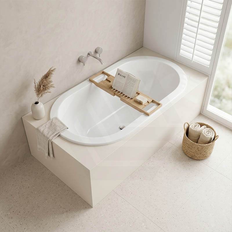 Broadway Florentine Oval Acrylic Drop In Bathtub 1485x805x470/1640x795x470mm - Gloss White
