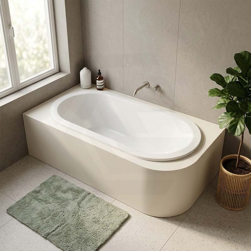 Broadway Florentine Oval Acrylic Drop In Bathtub 1485x805x470/1640x795x470mm - Gloss White