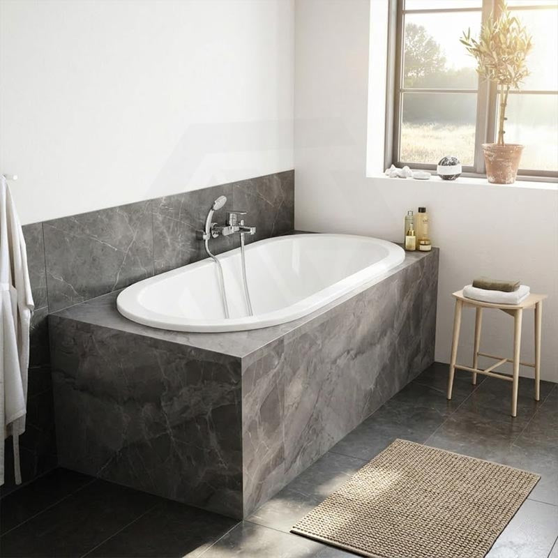 Broadway Florentine Oval Acrylic Drop In Bathtub 1485x805x470/1640x795x470mm - Gloss White