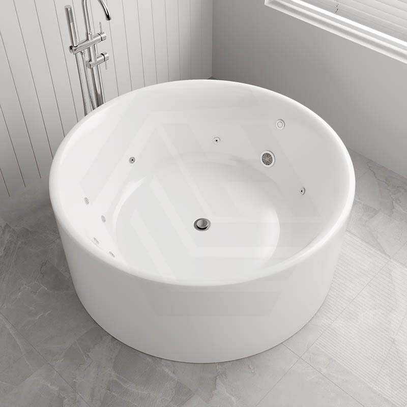 Broadway FS19 1350/1400x580mm Round Acrylic Freestanding Spa Bathtub