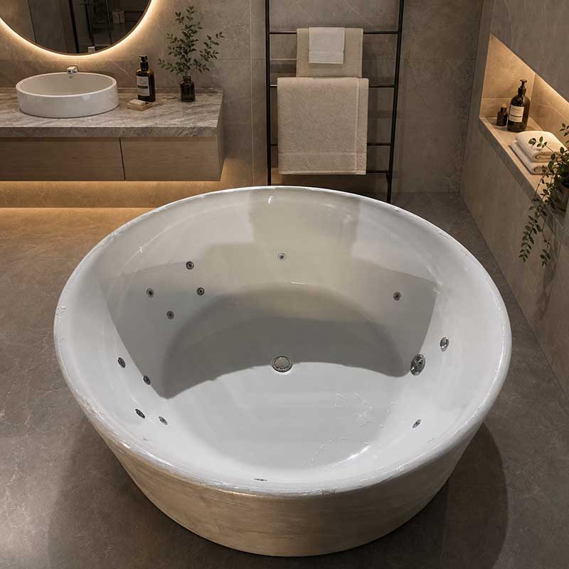 Broadway FS19 Round Acrylic Freestanding Spa Bathtub 1350/1400x580mm