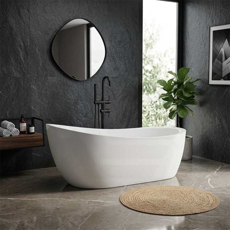 Broadway FS21 Oval Acrylic Freestanding Bathtub 1800x900x800mm - Gloss White