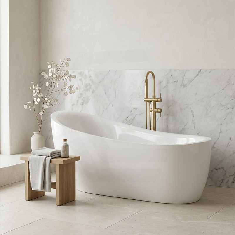Broadway FS21 Oval Acrylic Freestanding Bathtub 1800x900x800mm - Gloss White