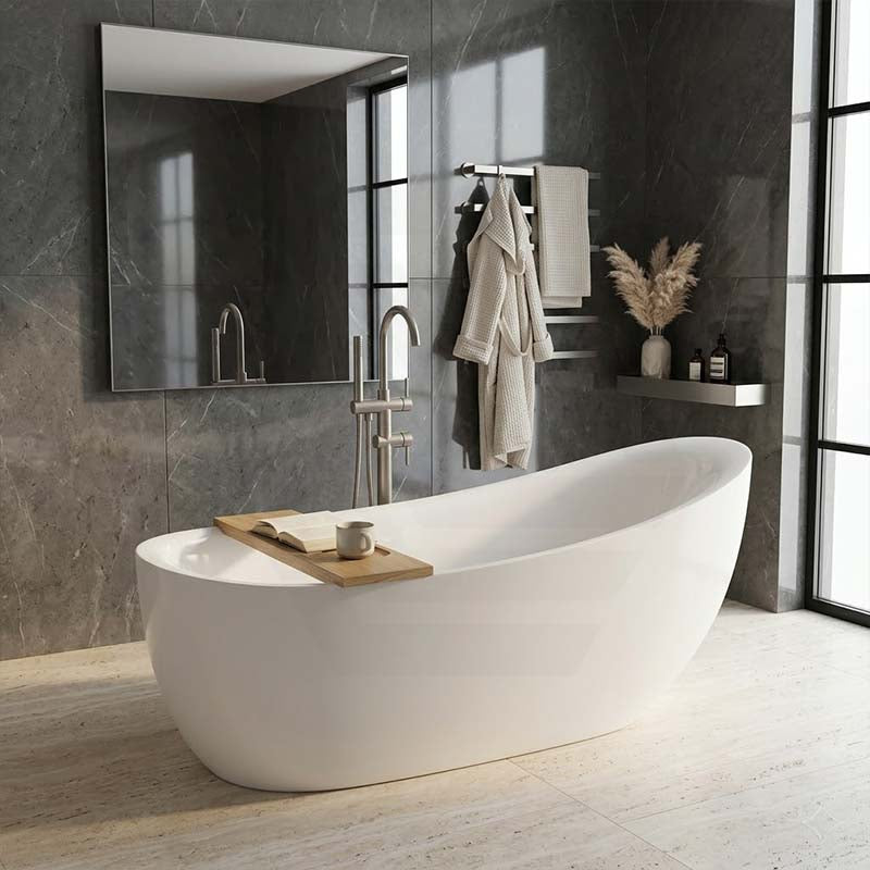 Broadway FS21 Oval Acrylic Freestanding Bathtub 1800x900x800mm - Gloss White