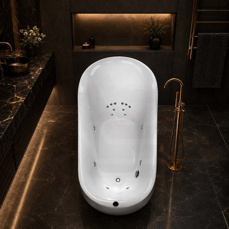 Broadway FS21 Oval Acrylic Freestanding Spa Bathtub 1800x900x800mm - Gloss White