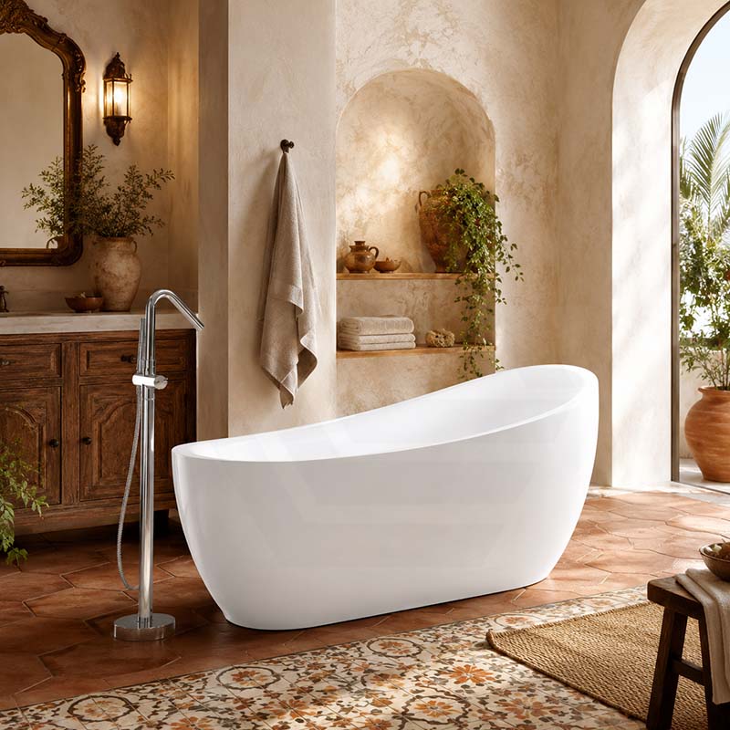 Broadway FS21 Oval Acrylic Freestanding Spa Bathtub 1800x900x800mm - Gloss White
