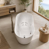 Broadway FS21 Oval Acrylic Freestanding Spa Bathtub 1800x900x800mm - Gloss White