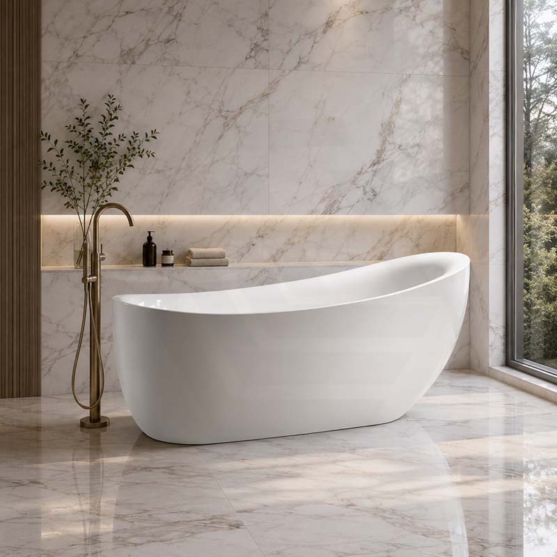 Broadway FS21 Oval Acrylic Freestanding Spa Bathtub 1800x900x800mm - Gloss White