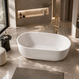 Broadway FS25 Oval Acrylic Freestanding Bathtub 1700x800x600mm - Gloss White