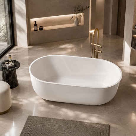 Broadway FS25 Oval Acrylic Freestanding Bathtub 1700x800x600mm - Gloss White
