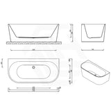 Broadway Fs36 Spa Bath 1700X780X600Mm Back To Wall Tub In Gloss White Baths